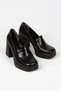 Women's Black Matte Patent Leather Loafer New Style Blunt Toe Lightweight and High Heel Comfortable Shoes - 5