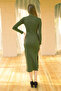 Women's Inject Patterned Ribbed Camisole Dress Khaki - 8