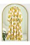 Half Buttoned Patterned Modal Dress with Elastic Sleeves - Mustard - 3
