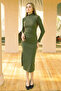 Women's Inject Patterned Ribbed Camisole Dress Khaki - 2
