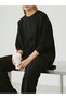 Black Crew Neck Oversize Women's Sweatshirt - 2