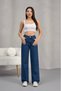 Women's Navy Blue High Waist Wide Leg Palazzo Jean - 8