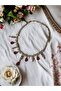 Pendant Necklace Zircon Stone Detailed Engagement Henna Wedding Choker - 6
