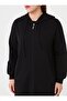 Large Size Hooded Zipper Pocket Detailed Black Cap - Black - Alia - 5