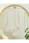 Knitted Patterned Long Back Knitwear Set - Ecru