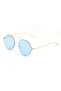 Women's Sunglasses Round Design Gold Frame Blue Glass - 6