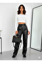 Women's Leather Palazzo Pants Fleece-Lined