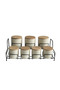 Black Stand with 7 Compartments White Porcelain Spice Set with Bamboo Lid Kitchen Organizer Stainless Steel