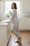 Luxury Viscose Gray Striped Women's Pajama Set – 42547 - 4