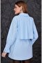 Women's Blue Hijab Poplin Tunic Shirt with Mobile Belt - 2