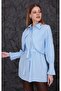 Women's Blue Hijab Poplin Tunic Shirt with Mobile Belt - 3