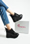 New Season Black Hidden Wedge Heel Sneakers Total Height 10 CM - 2