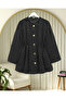 Fur Jacket with Lining and Drawstring Waist - Black - 2