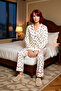Women's Heart Patterned Cotton Pajamas Set Comfortable Home Wear Set Winter Season Use - 3