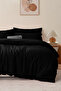 Premium Dowry Set 82 Thread Count 100% Cotton Satin Special Weave Black Duvet Cover Set - 5
