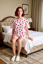 Women's Summer Short Sleeve Strawberry Pajamas Set 100% Cotton Regular Fit Comfortable Cut - 3