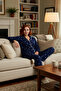 Women's Winter Cotton Pajama Set with Piping Pattern Comfortable Home Wear Set for Daily Use