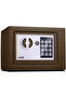 Mini Digital Safe Box with Electronic Keypad and Key Lock (Brown)