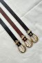 Lisa Gold Buckle Women's Belt (Dark Brown) - 3