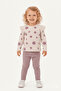 Flower Patterned Ribbed Knit Corded Fabric Girl's Set - 2