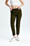 Bell Fabric Pocket High Waist Elastic Carrot Trousers - 3