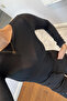 Women's Black Boat Neck Modal Cashmere Ultra Light Blouse - 2