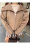Women's Norra Wide Collar Zippered Short Coat Light Brown - 6
