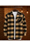 Single Pocket Detailed Plaid Textured Cashmere Cotton Button-Down Collar Winter Lumberjack Shirt