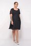 Apsen Women's Black Square Neck Pleated Detail Short Sleeve Midi Length Chiffon Dress 4469-105 - 6
