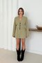 Women's New Season Deep V-Neck Long Sleeve Mini Blazer Jacket Dress with Pleat Detail Women's Dress - 6