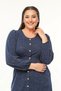 Apsen Women's Navy Blue Long Sleeve Elastic Waist Button Detailed Knit Dress 4482-105 - 2