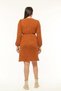 Apsen Women's Tan Long Sleeve Elastic Waist Button Detailed Knit Dress 4482-105 - 3