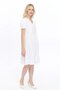 Apsen Women's White V-Neck Gathered Midi Cotton Dress 4439-100 - 8