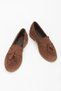 Women's Brown Suede Stylish Tassel Detailed Thick Soled Comfortable Loafer Shoes