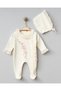Floral Embroidered Lace Detailed Organic Romper and Hat 100% Cotton Newborn Baby Girl