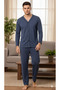Ercan Men's Long Sleeve Shirt Pajama Set