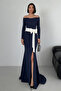 Maxi Balık Slit White Bow Graduation Evening Dress