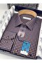 Classic Wide Cut Long Sleeve Elegance Checkered Collar Buttoned Men's Shirt with Gift Box Fs-004341 - Navy - 4
