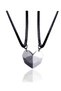 Gray Black Two Pieces Magnet Double Heart Lover Metal Necklace Jewelry