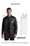 Brown Hector Hakim Collar Zippered Lined Men's Genuine Leather Coat - 6