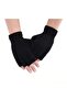 Black Unisex Fingerless Cutaway Half Finger Winter Knitted Knitwear Gloves - 5
