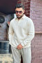 Men's Stone Polo Collar Cotton Soft Thick Fabric Oversized Sweatshirt - 4