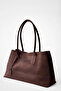 Women's Bitter Brown Magnetic Closure Suede Large Hand and Shoulder Bag - 7