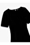 Crew Neck A-Line Short Sleeve Mini Velvet Dress - 5