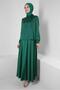 Stone Detail Skirt Pleated Satin Suit 43666 - 3