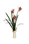 Hand-Shaped Ceramic Vase with Pink Orchid Flowers – Modern Artificial Plant for Home & Office Decor