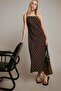 Cross Neck Checkered Strap Midi Dress E4397Ax25Au