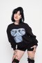 Silhouette Boobs V2 Printed Hoodless Relaxed Fit Women's Black Sweatshirt - 6