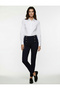 Slim Fit Straight-Leg Fabric Pants with High Waist and Button Detailing with Pockets