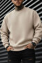سترة رجالية من الصوف بقصة فضفاضة وقصة واسعة من Stone Sand Beige Camel Basic 0 Zero Neck بدون طباعة قصة فضفاضة - 2